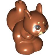 Lego Animal, Squirrel with Brown Eyes, Winking Print / Dark Orange