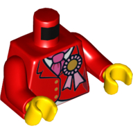 Lego Torso Jacket, Dark Pink Cravat, Gold Rosette Print, Red Arms, Yellow Hands / Red