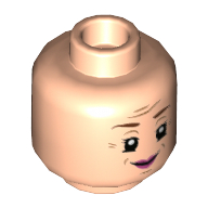 Lego Minifig Head Dolores Umbridge, Brown Eyebrows, Magenta Lips, Smirk / Questioning with Raised Eyebrow Print / Light Nougat