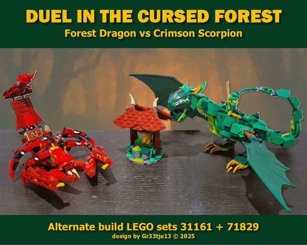Lego Duel in the Cursed Forest: Forest Dragon vs. Crimson Scorpion
