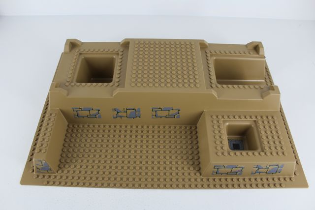 Lego Baseplate, Raised 32 x 48 x 6 with Level Front with Stone Pattern on Four Sides and Pit Pattern (21 Stickers) - Set 7627-1