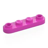 Plate Special 1 x 4 Rounded with 2 Open Studs / Dark Pink