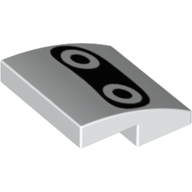 Lego Brick Curved 2 x 2 x 2/3 with Blooper Eyes Print / White