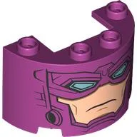 Cylinder Half 2 x 4 x 2 with 1 x 2 Cutout with Galactus Face Print / Magenta