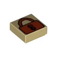 Tile 1 x 1 with Padlock Print / Tan