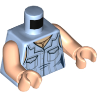 Lego Torso Vest Shirt with Pockets, Necklace Print, Light Nougat Arms and Hands / Bright Light Blue