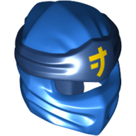 Lego Wrap with Long Back Knot, Dark Blue Band Pattern with Yellow Asian Symbol print