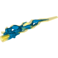 Lego Large Figure Weapon Accessory, Flame / Lightning Bolt with Axle Hole with Marbled Trans-Yellow Pattern / Trans-Dark Blue