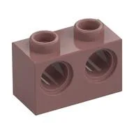 Technic Brick 1 x 2 [2 Pin Holes] / Sand Red
