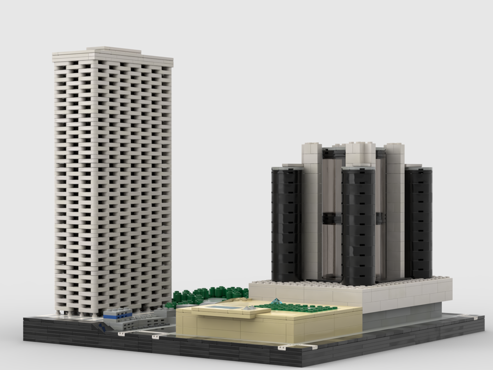 Lego Union Bank Plaza and Westin Bonaventure Hotel at 1/650th Scale