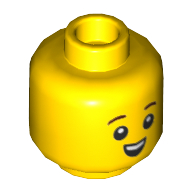 Lego Minifig Head, Pinata Boy, Reddish Brown Eyebrows, Small Open Smile Print / Yellow