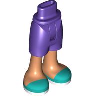 Lego Minidoll Hips and Mid-Length Shorts with Nougat Legs, Dark Turquoise Sandals print / Dark Purple