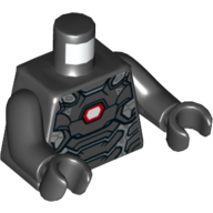 Lego Torso Armor, Silver Plates with White and Red Hexagon Print (War Machine), Black Arms and Hands / Black