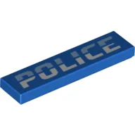 Tile 1 x 4 with 'POLICE' Print / Blue