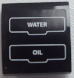Slope, Curved 2 x 2 x 2/3 with 'WATER' and 'OIL' with White Outline Pattern (Sticker) - Set 60052