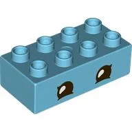 Duplo Brick 2 x 4 with Eyes Print / Medium Azure