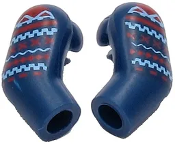 Arm, (Matching Left and Right) Pair with Medium Blue and Red Lines Pattern / Dark Blue
