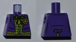 Torso Batman Suit with Lime Vest, Dark Green Bow Tie and Yellow Flower Pattern (Joker) / Dark Purple