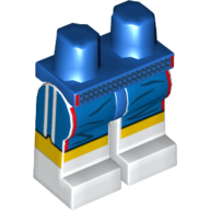 Lego Hips and White Legs with Wrinkles and Yellow Stripe Print / Blue