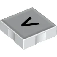 Duplo Tile 2 x 2 with Less Than ( '<' ) / Greater Than ( '>' ) Print / White