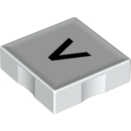 Lego Duplo Tile 2 x 2 with Less Than ( '<' ) / Greater Than ( '>' ) Print / White