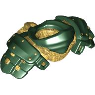 Lego Minifig Neckwear Armour Ninja with Pearl Gold Katana Holder pattern / Dark Green