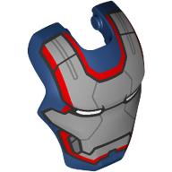 Lego Headwear Accessory Visor Top Hinge, Rounded with Silver Mask, Red Border, White Eyes (Iron Patriot) print / Dark Blue