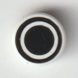 Tile Round 1 x 1 with Black Circle and Black Ring Print / White