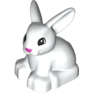 Duplo Animal Rabbit with Head Raised and Pink Nose Print / White
