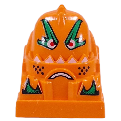 Lego Racer Driver Head, Brick Special 2 x 2 Round, Green Eyebrows, Red Eyes, White Teeth print (Scratch)