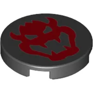 Tile Round 2 x 2 with Red Bowser Skull Print / Black