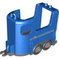 Duplo Horse Trailer with Dark Bluish Gray Base and Silver Stripes and Horse Head Print / Blue