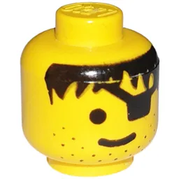 Minifig Head Pirate, Eyepatch, Stubble, Black Hair Print [Solid Stud]