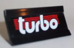 Vehicle, Spoiler / Plow Blade 6 x 3 with Hinge with White 'turbo' on Red Stripes Pattern (Sticker) - Set 6639