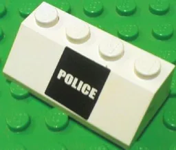 Slope 45 2 x 4 with White 'POLICE' on Black Background Pattern (Sticker) - Set 7237