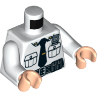 Lego Torso Shirt, Pockets, Black Tie, Radio, Belt Print, White Arms, Light Nougat Hands / White
