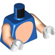 Lego Torso Light Nougat Oval Stomach Print, Light Nougat Arms, White Hands / Blue