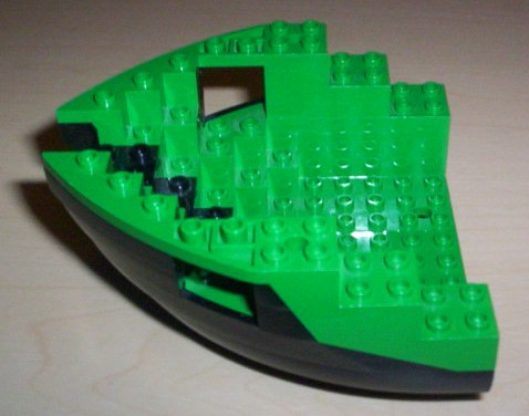 Lego Boat, Hull Small Bow 12 x 12 x 5 1/3 with Green Top (6050 / 6051)