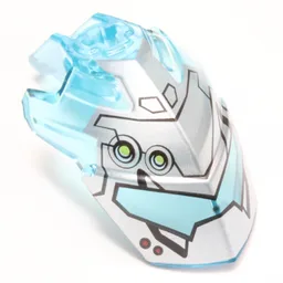 Large Figure Helmet / Visor with Clip with Face Guard Print Type 3 / Trans-Light Blue
