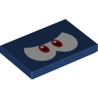 Tile 2 x 3 with White Eyes, Red Pupils Angry Print / Dark Blue