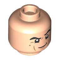 Lego Minifig Head Alan Grant, Raised Left Eyebrow, Crows Feet by Eyes, Smirk Print / Light Nougat