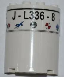 Cylinder Half 2 x 4 x 4 with 'J-L336-8' and 5 Logos Pattern (Sticker) - Set 3368