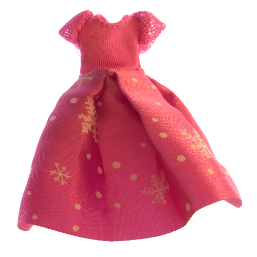 Lego Belville, Dress, Child, Long, Short Net Sleeves, Pink Skirt with White Snowflake Pattern / Dark Pink