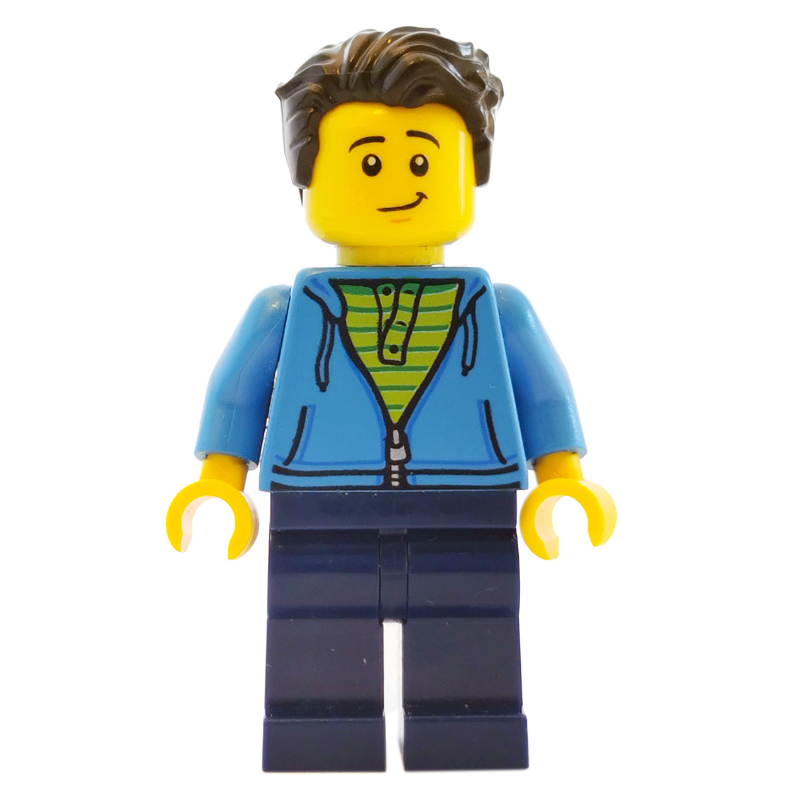 Lego Dark Azure Torso, Dark Blue Legs, Dark Brown Hair