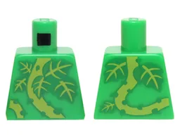 Torso Plant Vines with Thorns and Green and Lime Leaves Pattern / Bright Green
