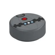 Tile Round 1 x 1 with Thermal Detonator Print / Flat Silver