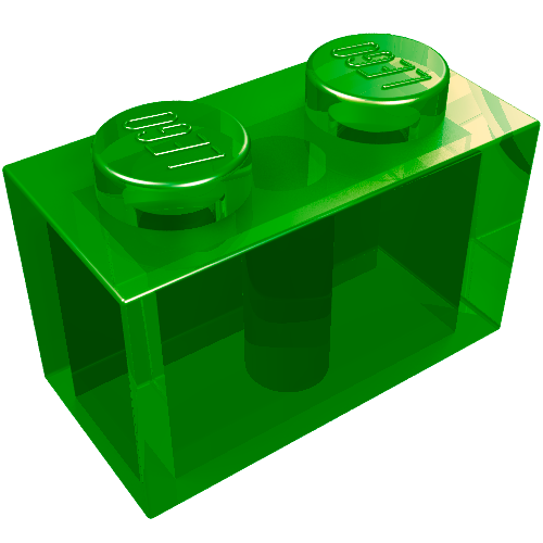 Lego Brick 1 x 2 / Trans-Green