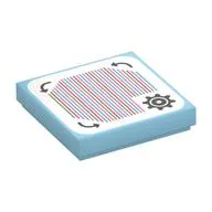 Tile 2 x 2 with Gear, Arrows and Barcode Print (Sticker) / Medium Azure