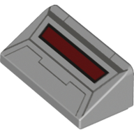 Lego Brick Sloped 30° 1 x 2 x 2/3 with AT-AT Front Panels and Dark Red Slot Print [AT-AT Head] / Light Bluish Gray