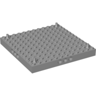 Lego Brick Special 12 x 12 with 3 Pin Holes on Each Side and Vertical Peg at Each Corner / Light Bluish Gray